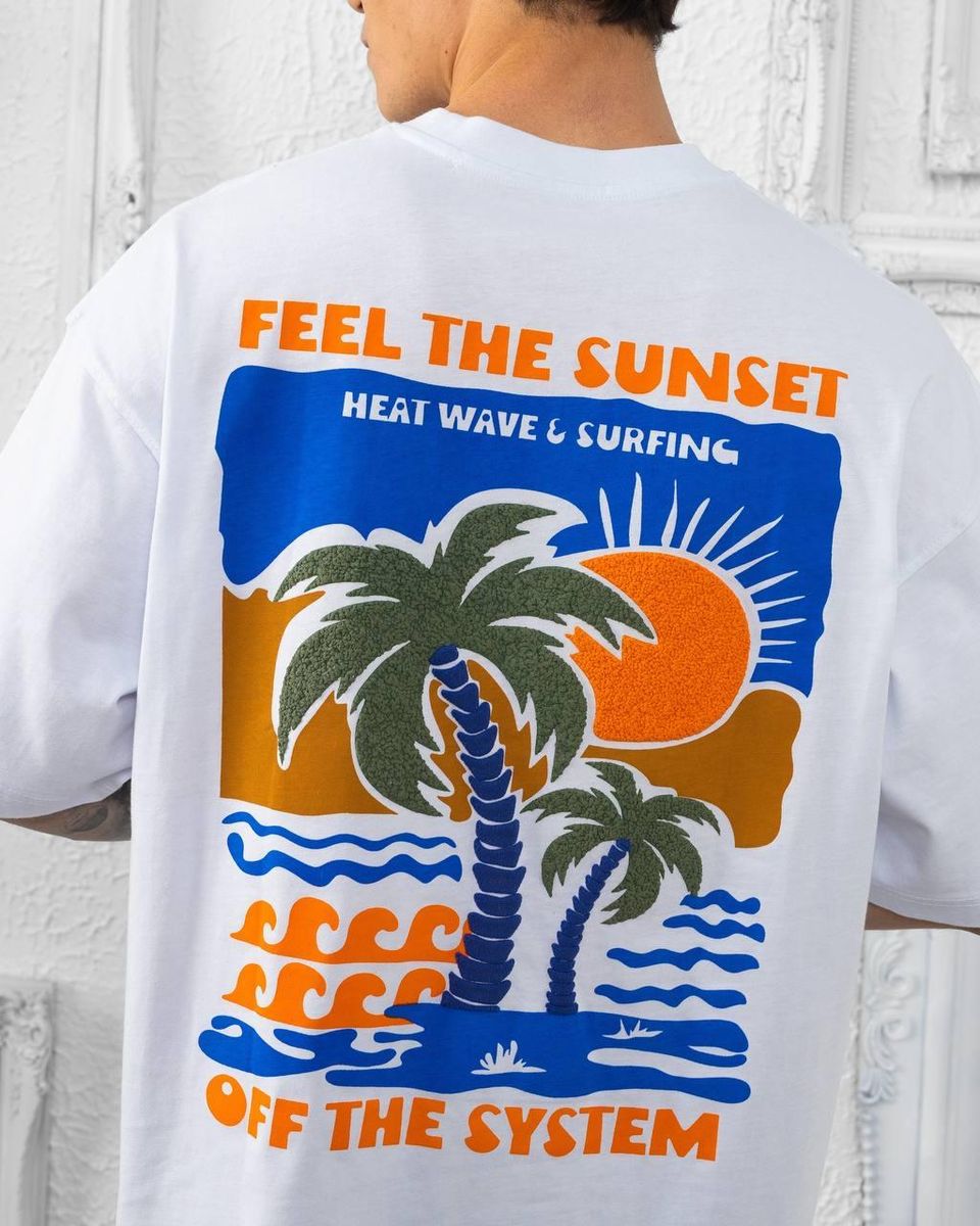 PLUS EIGHTEEN FEEL THE SEUNSET OVZ TEE, (18PL4) WHITE & BLUE