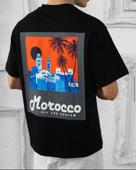 PLUS EIGHTEEN MOROCCO EMBROIDERY OVZ TEE, (18PL50) BLACK