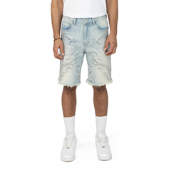 SMOKE RISE RHINESTONE FASHION DENIM SHORT JS25249 LUCENT BLUE