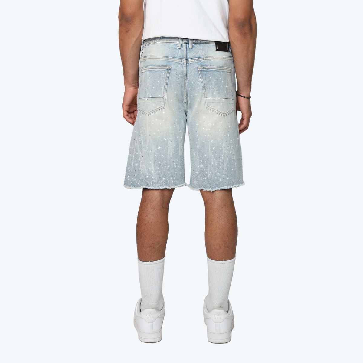 SMOKE RISE ALL RHINESTONE DENIM SHORT JS25339 BRITTANY BLUE