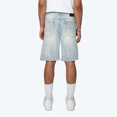 SMOKE RISE ALL RHINESTONE DENIM SHORT JS25339 BRITTANY BLUE
