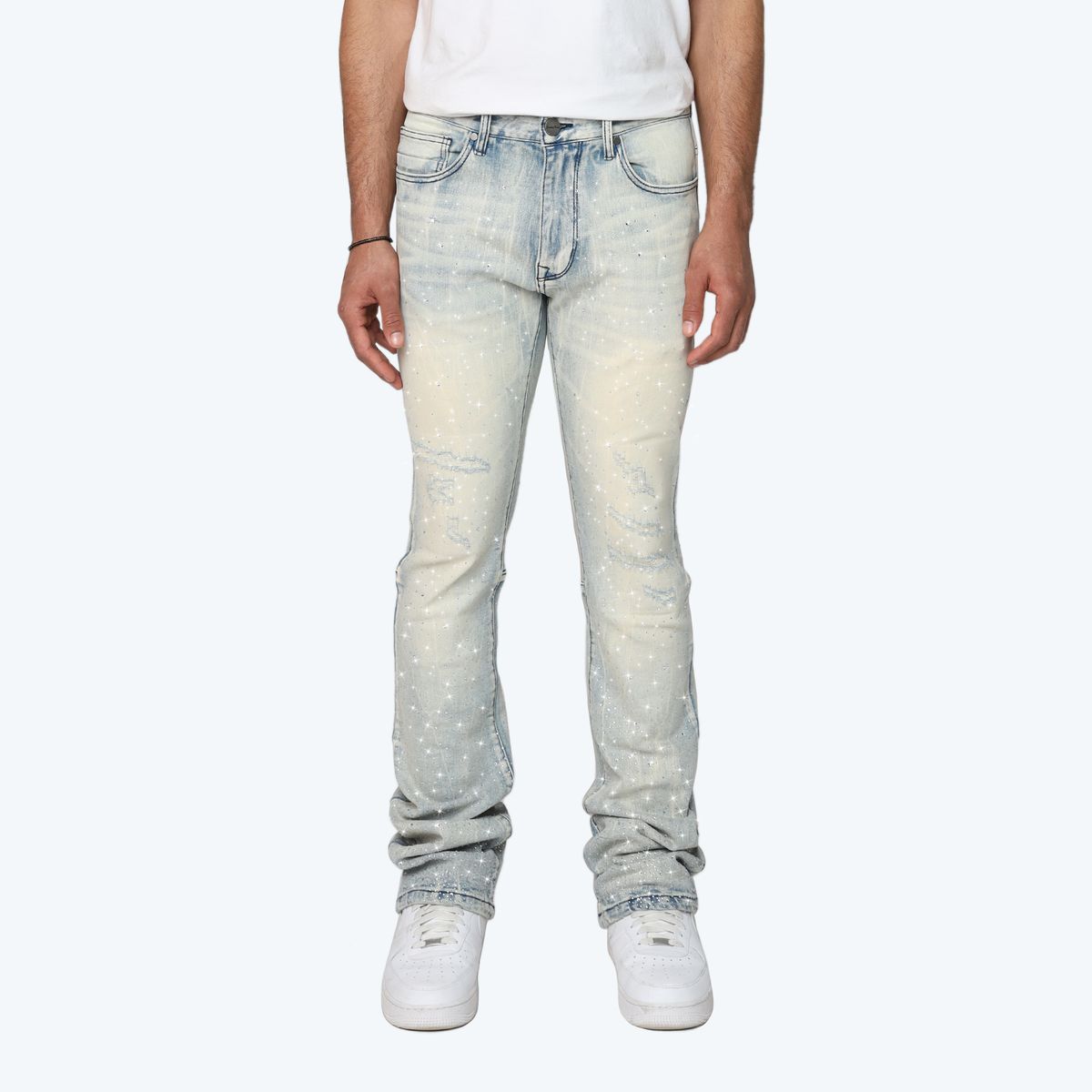 SMOKE RISE ALL RHINESTONE JEAN JP25536 ANGES BLUE