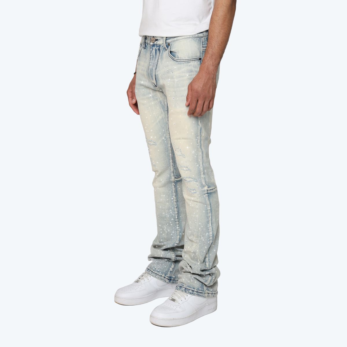 SMOKE RISE ALL RHINESTONE JEAN JP25536 ANGES BLUE