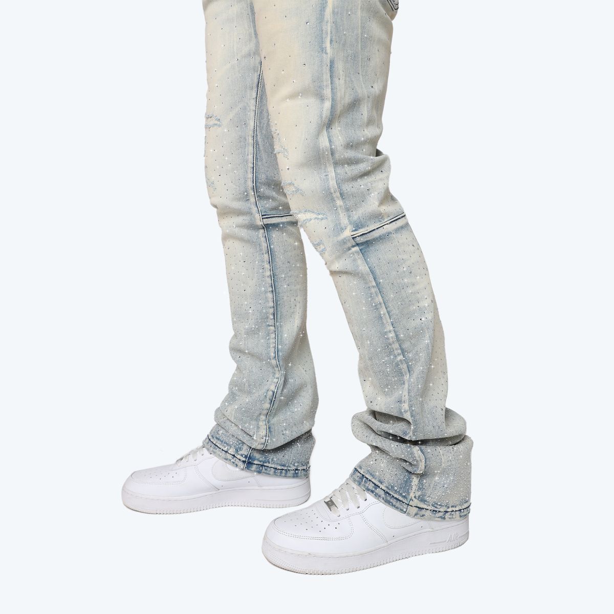 SMOKE RISE ALL RHINESTONE JEAN JP25536 ANGES BLUE