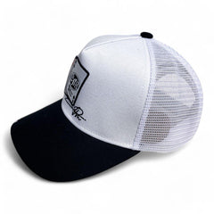 PREMIUM MILANO Aces 5-Panel Trucker Hat MACE102-WHT-BLK-RED
