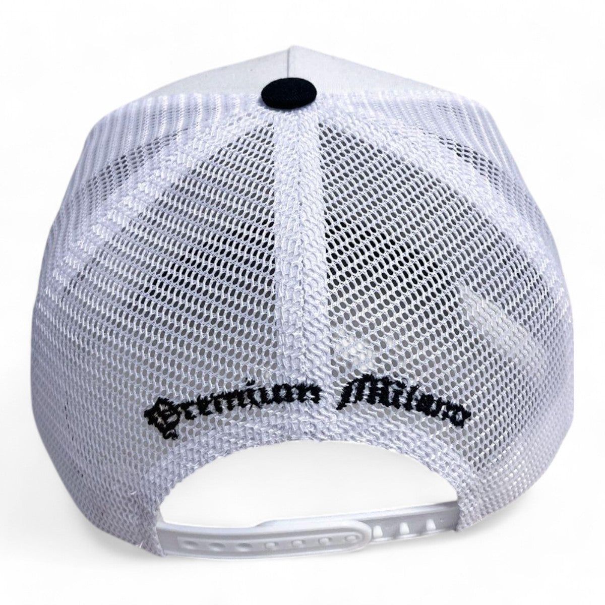 PREMIUM MILANO Aces 5-Panel Trucker Hat MACE102-WHT-BLK-RED