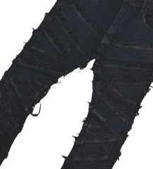 VICIOUS Embellished FLARED Denim VC662 BLACK