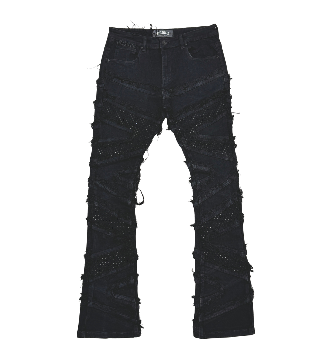 VICIOUS Embellished FLARED Denim VC662 BLACK