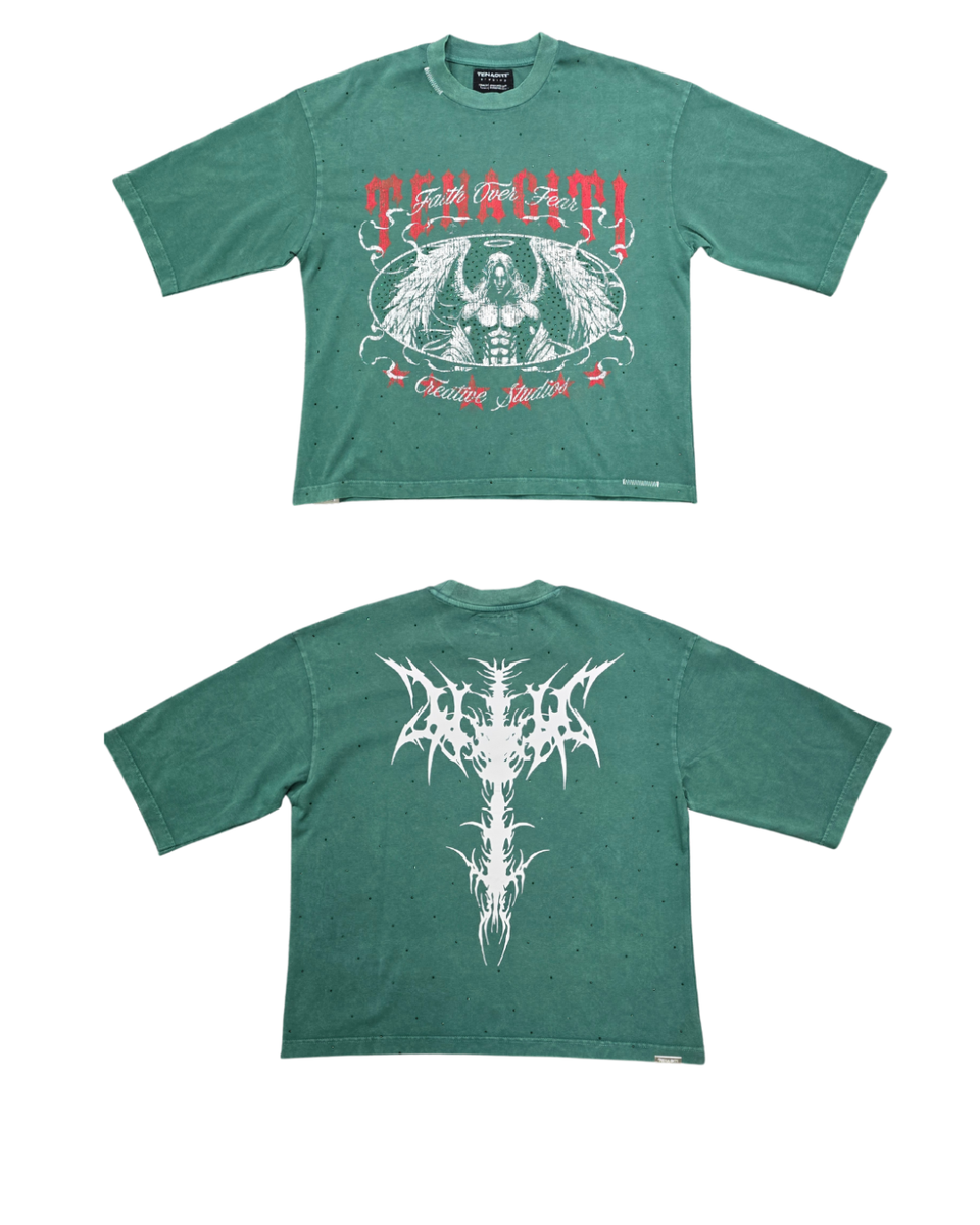 TENACITI Faith over fear T25-1009 GREEN TEE