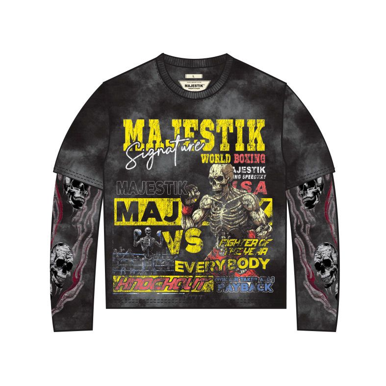 MAJESTIK MEN’S GARMENT DYED TWOFER(W/THERMAL) TW2576 BLACK