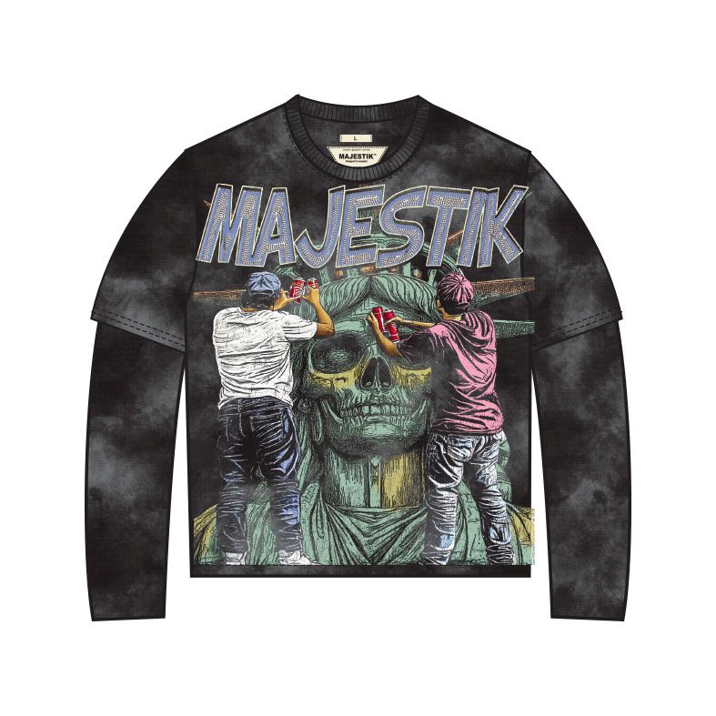 MAJESTIK MEN’S GARMENT DYED TWOFER(W/THERMAL) TW2587 BLACK