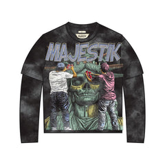 MAJESTIK MEN’S GARMENT DYED TWOFER(W/THERMAL) TW2587 BLACK