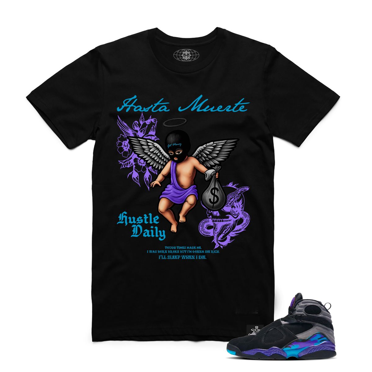 MUERTE MT - Purp Shaded MM Tattoo AS5001 BLACK TEE