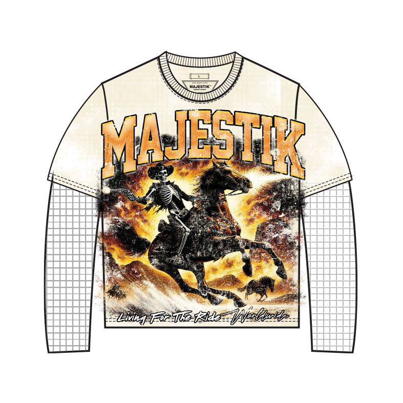 MAJESTIK MEN’S GARMENT DYED TWOFER(W/THERMAL) TW2584 EGGSHELL BLACK