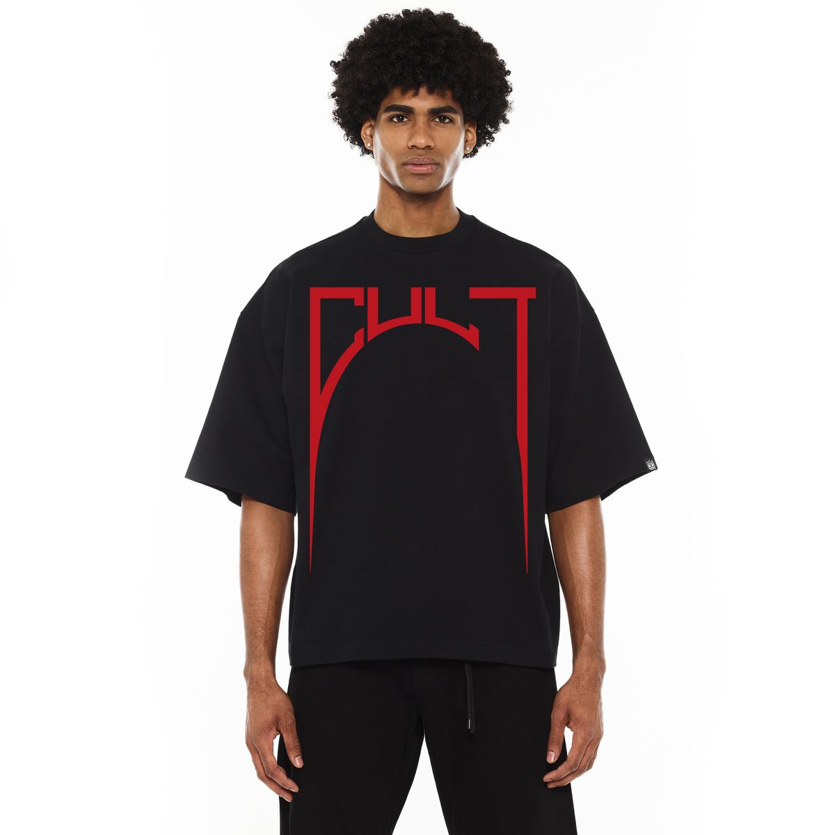 BOXY FIT SHORT SLEEVE CREW NECK "ARCH LOGO" TEE (625B12-K34A) BLACK