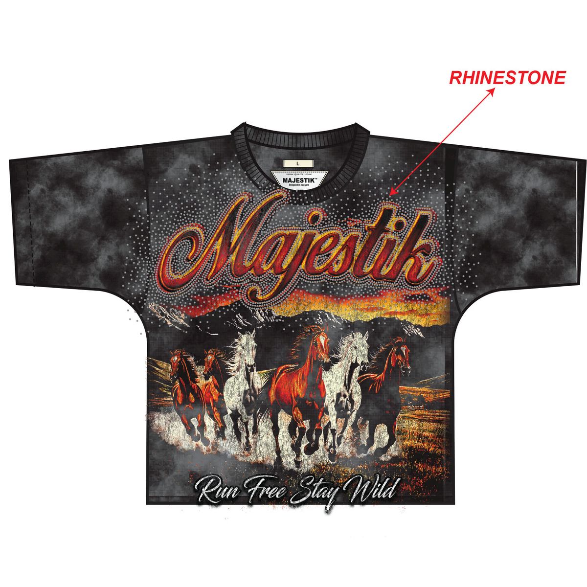 MAJESTIK MEN’S GARMENT DYED PRINT TEE FT2575 BLACK