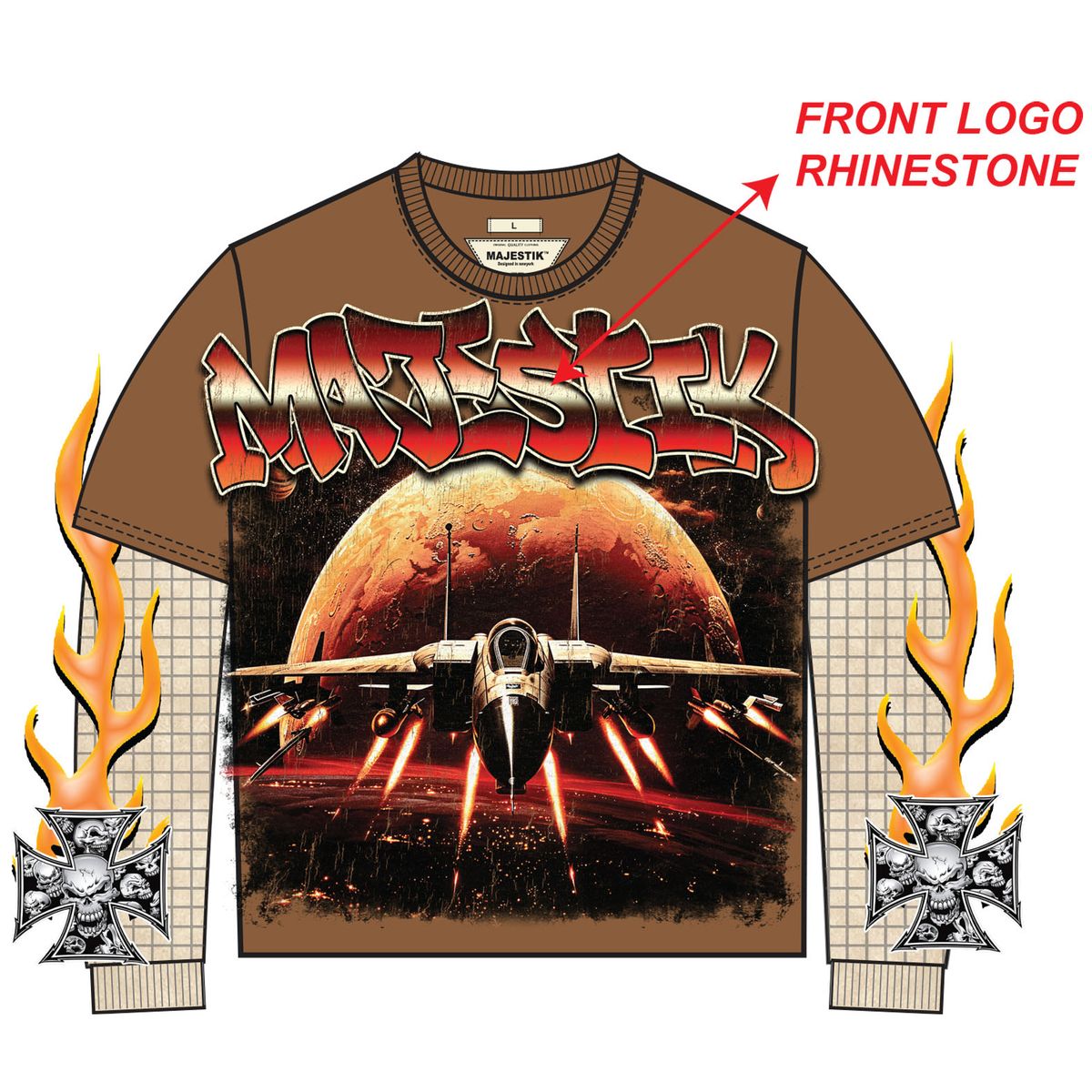 MAJESTIK MEN’S GARMENT DYED TWOFER(W/THERMAL) TW2585 BROWN