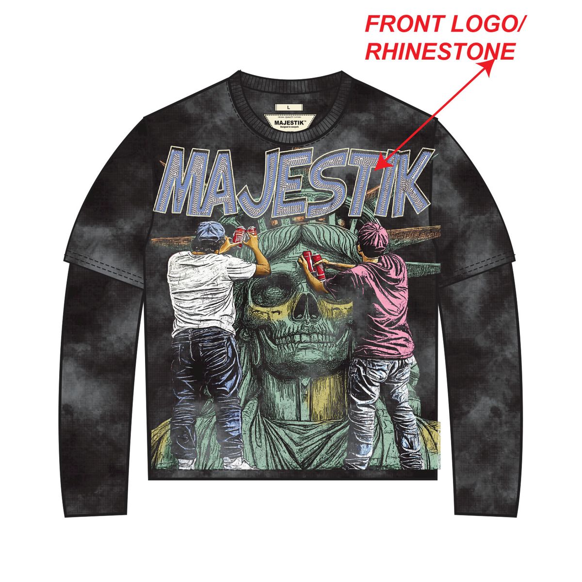 MAJESTIK MEN’S GARMENT DYED TWOFER(W/THERMAL) TW2587 BLACK