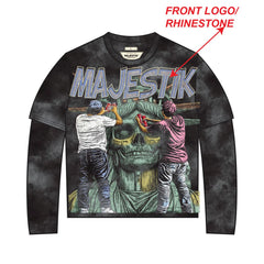 MAJESTIK MEN’S GARMENT DYED TWOFER(W/THERMAL) TW2587 BLACK