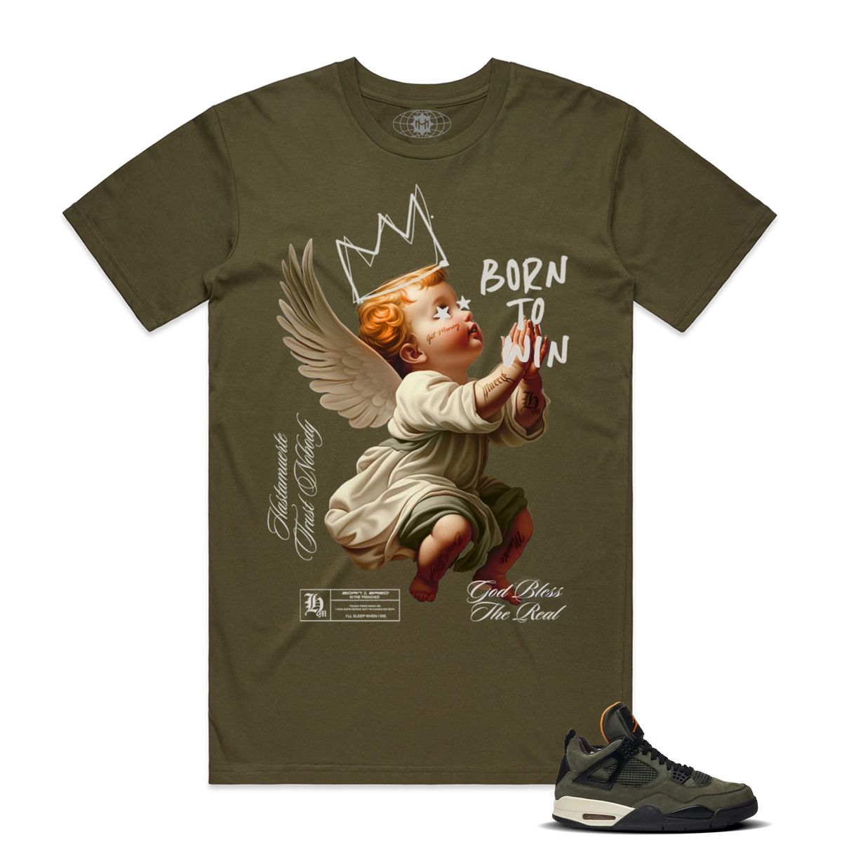 MUERTE Born to Win Angel Crown MT AS5001 ARMY T-SHIRTS