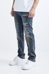 M.SOCIETY MEN'S STACKED FIT RIP AND REPAIR JEANS (MS-80412)