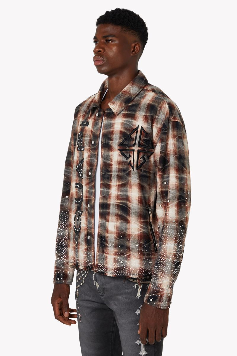 GUAPI Mocha Rhinestone Flannel (Mocha-Rhinestone-Flannel)