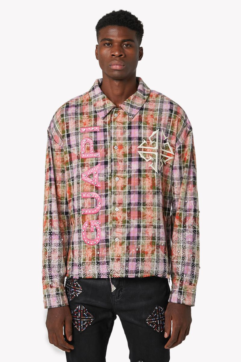 GUAPI Blush Pink Rhinestone Flannel (Blush-Pink-Rhinestone-Flannel