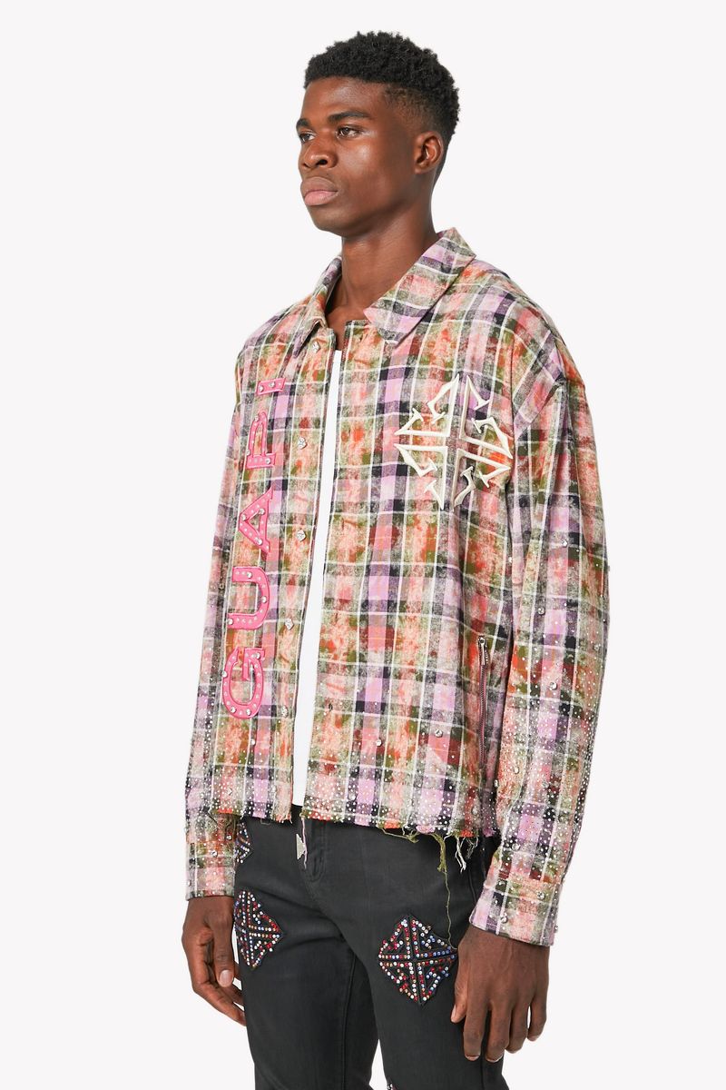 GUAPI Blush Pink Rhinestone Flannel (Blush-Pink-Rhinestone-Flannel