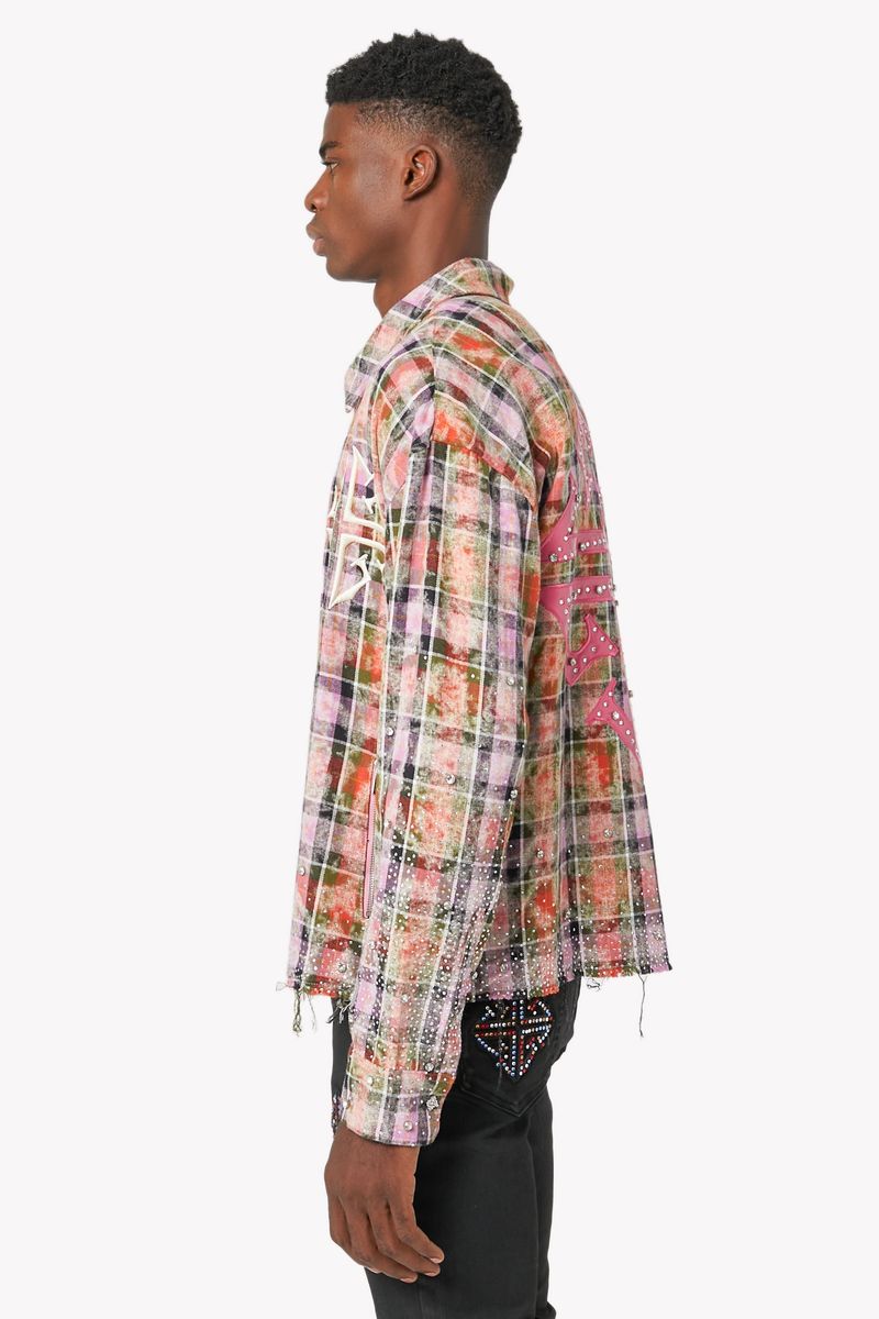 GUAPI Blush Pink Rhinestone Flannel (Blush-Pink-Rhinestone-Flannel