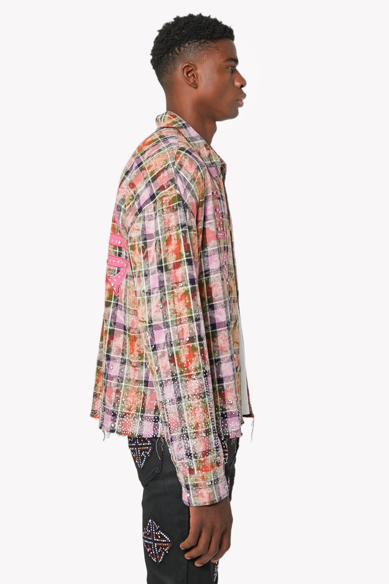 GUAPI Blush Pink Rhinestone Flannel (Blush-Pink-Rhinestone-Flannel