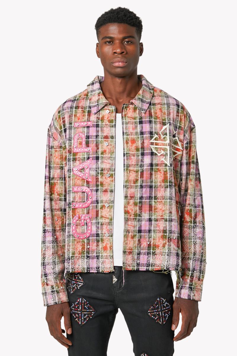 GUAPI Blush Pink Rhinestone Flannel (Blush-Pink-Rhinestone-Flannel