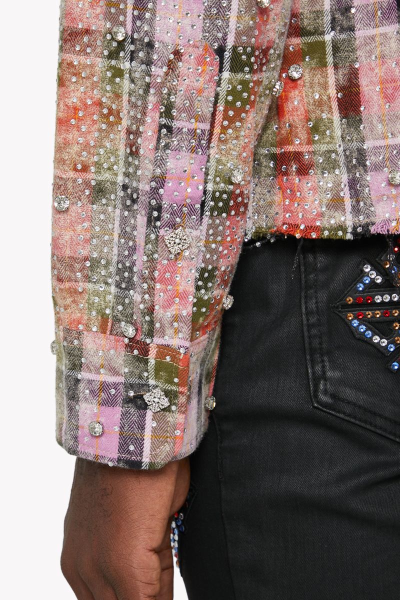 GUAPI Blush Pink Rhinestone Flannel (Blush-Pink-Rhinestone-Flannel