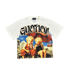 MIXED EMOTION 'Twin' Rhinestone Cream Tee