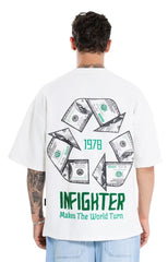 INFIGHTER THE WORLD TURN TSHIRT,(IF21) C WHITE