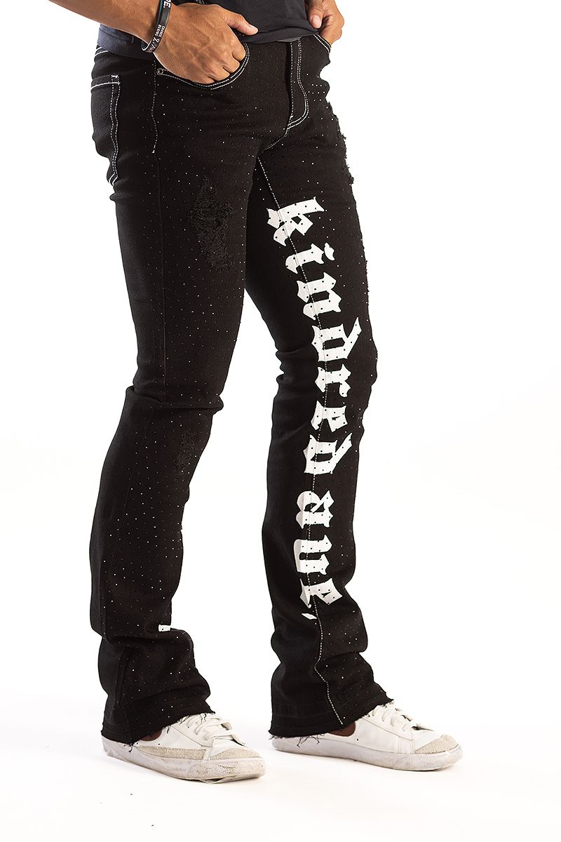 KD RHINESTONE DEMIN JEANS BLACK KD2211