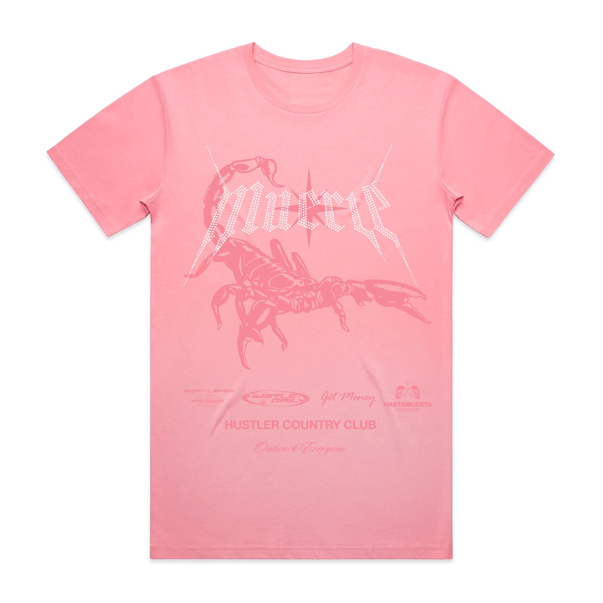 MUERTE Rhinestone Scorpion Country Club Tee AS5001 BUBBLEGUM