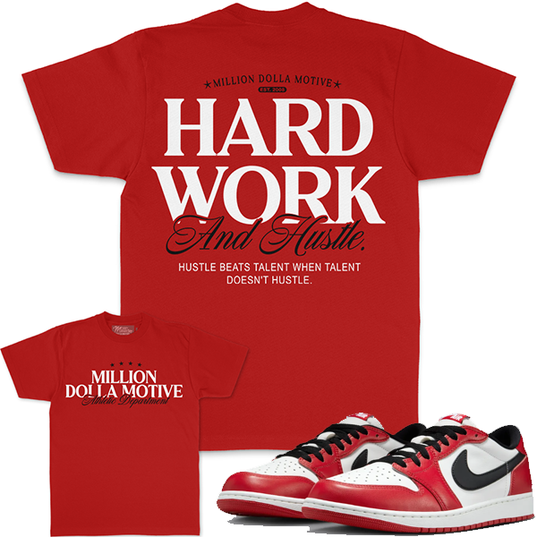 MILLION DOLLA Hard Work & Hustle - Red T-Shirts