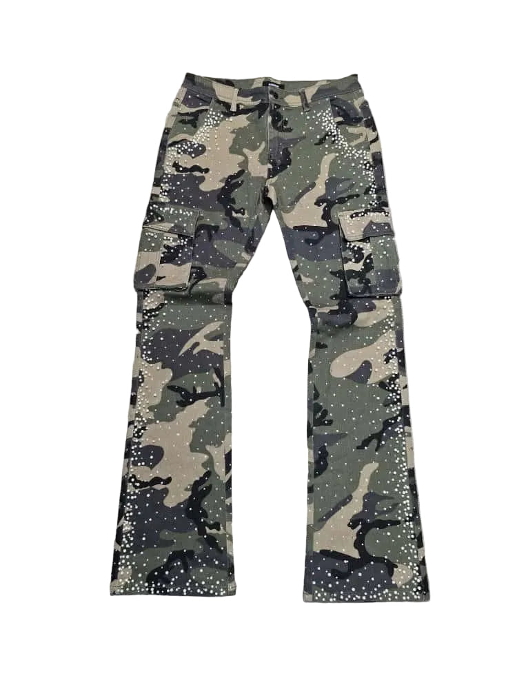 KINDRED PREMIDUM RHINESTONE & PEARL STACK DENIM (KD2239 GREEN CAMO)