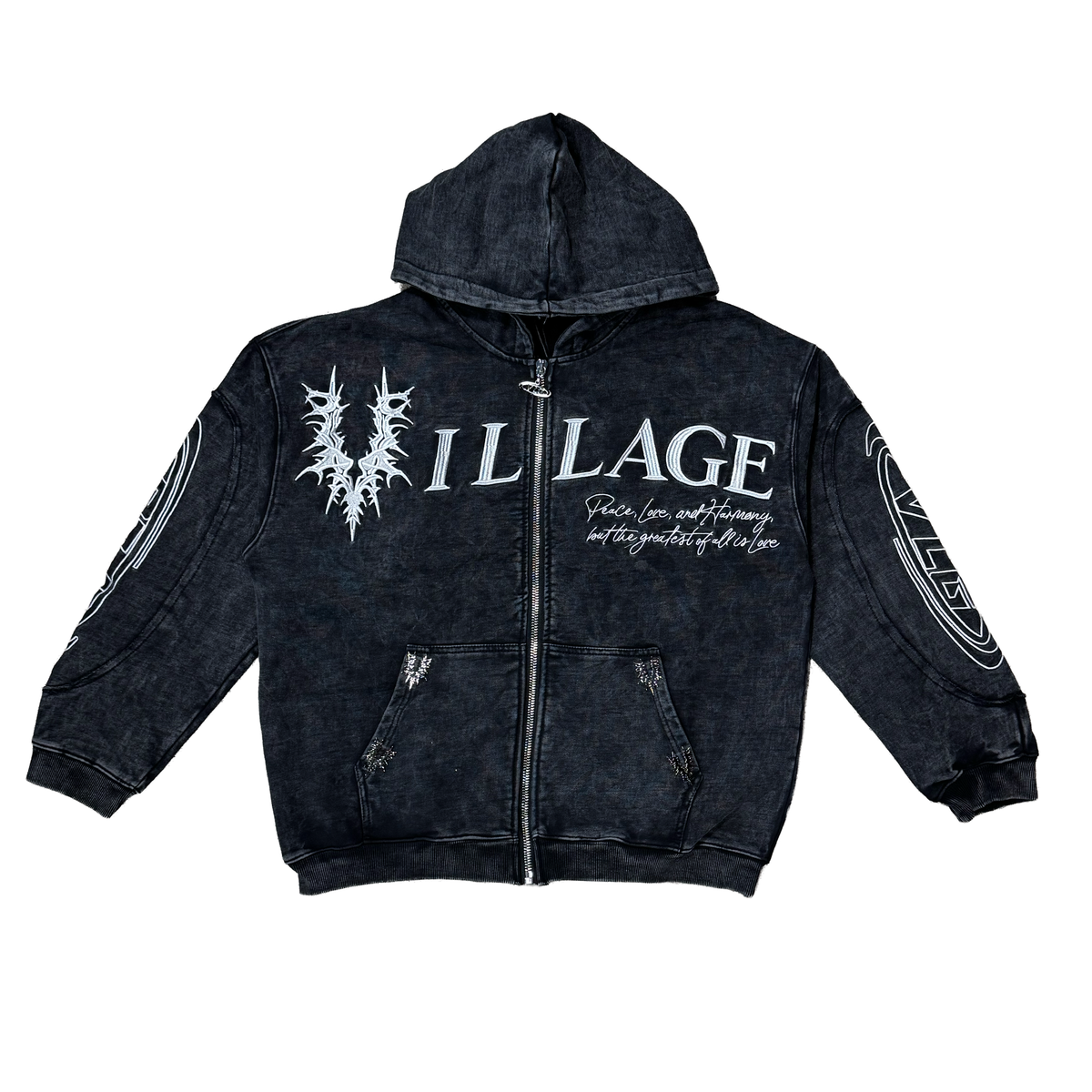 Village Chrome Panel Zip-Up Hoodie (Village-Chrome-Panel-Sweats-Black)