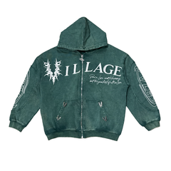 Village Chrome Panel Zip-Up Hoodie (Village-Chrome-Panel-Sweats-Green)