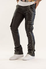 KINDRED PREMIDUM RHINESTONE & PEARL STACK DENIM GARGO  (KD2239 COATED BLACK)