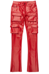 ROCKSTAR ORIGINAL khaza red pu leather jean RED