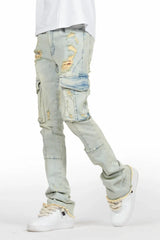 Rockstar Original adalee blue cargo stacked flare jean BLUE