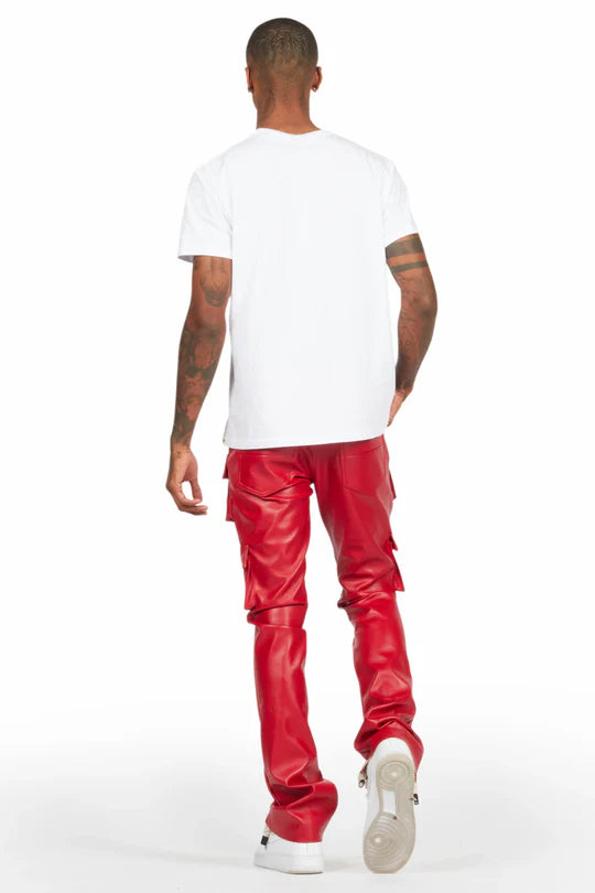 ROCKSTAR ORIGINAL khaza red pu leather jean RED