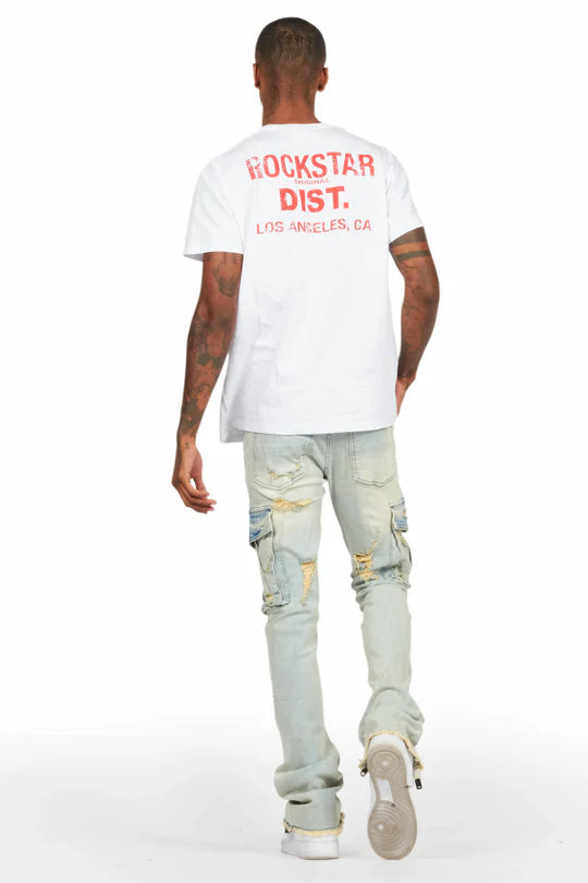 Rockstar Original adalee blue cargo stacked flare jean BLUE