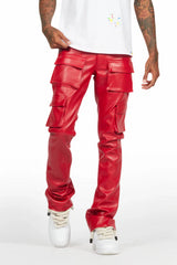 ROCKSTAR ORIGINAL khaza red pu leather jean RED