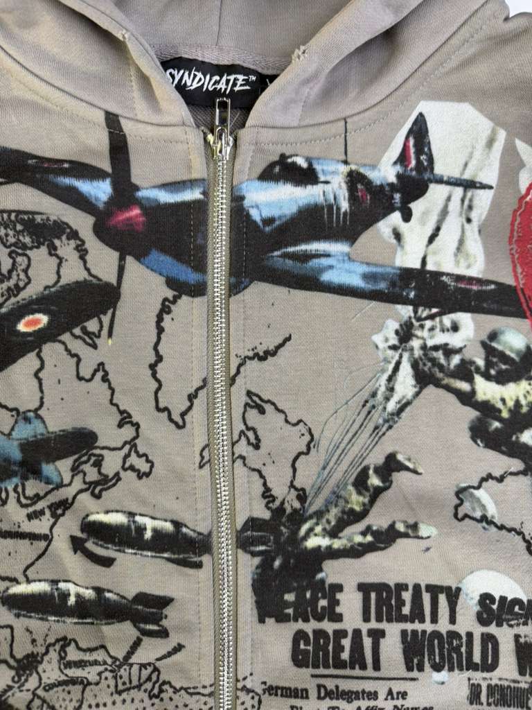 THE SYNDICATE hoodies "PEACE" ZIP UP-DK.GRY (SYNH_18 (2))