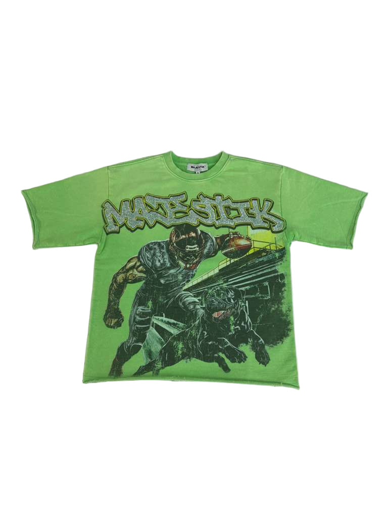 MAJESTIK MEN’S GARMENT DYED PRINT TEE FT2573 GREEN