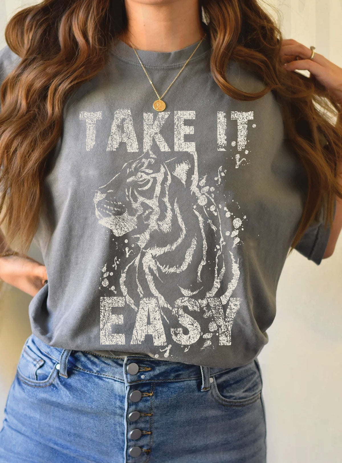 RUS TEE TAKE IT EASY TIGER GRAPHIC TSHIRTS MP6486