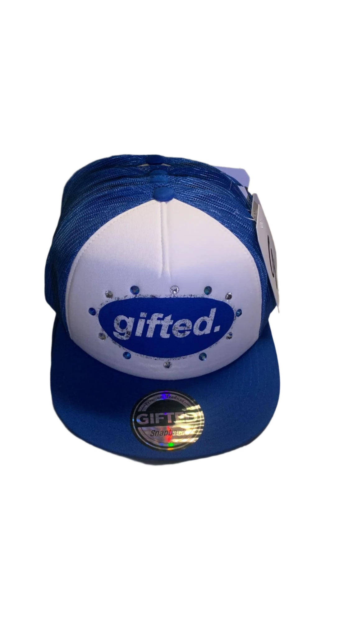 GIFTED RHINESTONE HAT BLUE/WHITE 2
